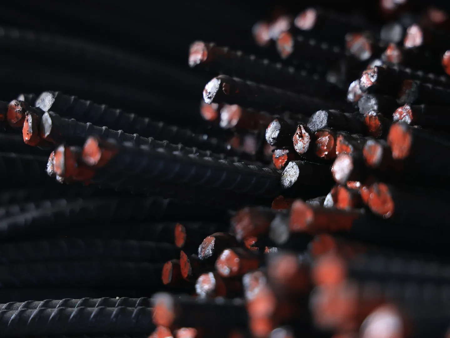 Cross-section of Tusker TMT 550D bars showing tempered martensite rim and ductile core